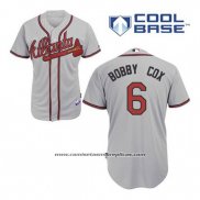 Camiseta Beisbol Hombre Atlanta Braves 6 Bobby Cox Gris Cool Base