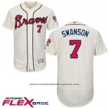 Camiseta Beisbol Hombre Atlanta Braves 7 Dansby Swanson Crema Flex Base