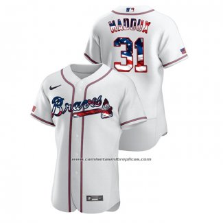 Camiseta Beisbol Hombre Atlanta Braves Greg Maddux 2020 Stars & Stripes 4th of July Blanco