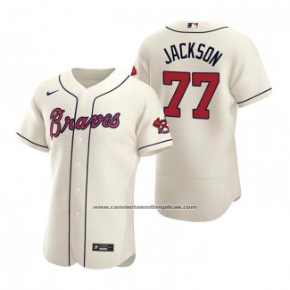 Camiseta Beisbol Hombre Atlanta Braves Luke Jackson Autentico 2020 Alterno Crema