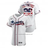 Camiseta Beisbol Hombre Atlanta Braves Mike Foltynewicz 2020 Stars & Stripes 4th of July Blanco