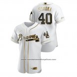 Camiseta Beisbol Hombre Atlanta Braves Mike Soroka Golden Edition Autentico Blanco