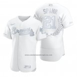 Camiseta Beisbol Hombre Atlanta Braves Warren Spahn Awards Collection Retirement Blanco