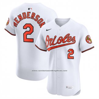 Camiseta Beisbol Hombre Baltimore Orioles Gunnar Henderson Primera Elite Blanco