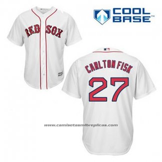 Camiseta Beisbol Hombre Boston Red Sox 27 Carlton Fisk Blanco Primera Cool Base