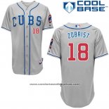 Camiseta Beisbol Hombre Chicago Cubs 18 Ben Zobrist Autentico Collection Gris Cool Base