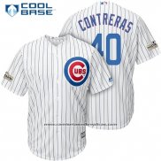 Camiseta Beisbol Hombre Chicago Cubs 2017 Postemporada 40 Willson Contreras Blanco Cool Base