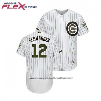 Camiseta Beisbol Hombre Chicago Cubs Kyle Schwarber 2018 Dia de los Caidos Flex Base Blanco