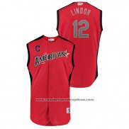 Camiseta Beisbol Hombre Cleveland Cleveland Indians 2019 All Star Workout American League Francisco Lindor Rojo