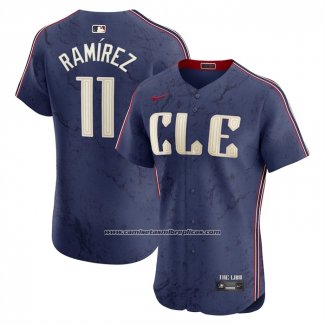 Camiseta Beisbol Hombre Cleveland Guardians Jose Ramirez City Connect Elite Azul