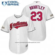 Camiseta Beisbol Hombre Cleveland Indians 2017 Postemporada 23 Michael Brantley Blanco Cool Base