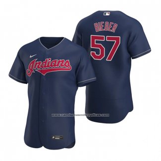 Camiseta Beisbol Hombre Cleveland Indians Shane Bieber Autentico Alterno 2020 Azul