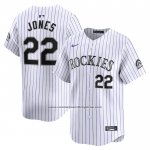 Camiseta Beisbol Hombre Colorado Rockies Nolan Jones Primera Limited Blanco