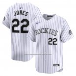 Camiseta Beisbol Hombre Colorado Rockies Nolan Jones Primera Limited Blanco