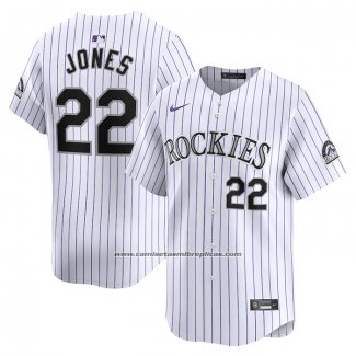 Camiseta Beisbol Hombre Colorado Rockies Nolan Jones Primera Limited Blanco