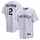 Camiseta Beisbol Hombre Colorado Rockies Tyler Freeman Primera Replica Blanco