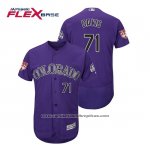 Camiseta Beisbol Hombre Colorado Rockies Wade Davis Flex Base Entrenamiento de Primavera 2019 Violeta
