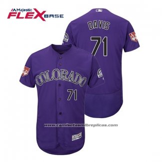 Camiseta Beisbol Hombre Colorado Rockies Wade Davis Flex Base Entrenamiento de Primavera 2019 Violeta