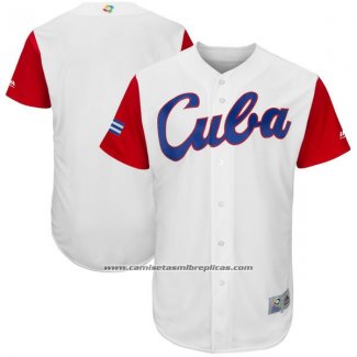 Camiseta Beisbol Hombre Cuba Clasico Mundial de Beisbol 2017 Personalizada Blanco