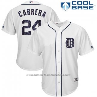 Camiseta Beisbol Hombre Detroit Tigers 2017 Estrellas y Rayas Miguel Cabrera Blanco Cool Base