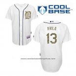 Camiseta Beisbol Hombre Detroit Tigers Alex Avila 13 Blanco Usmc Cool Base