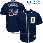 Camiseta Beisbol Hombre Detroit Tigers Miguel Cabrera 24 Azul Estrellas y Rayas Cool Base