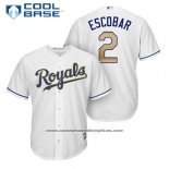 Camiseta Beisbol Hombre Kansas City Royals 2 Alcides Escobar Blanco 2017 Cool Base