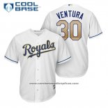 Camiseta Beisbol Hombre Kansas City Royals 30 Yordano Ventura Blanco 2017 Cool Base