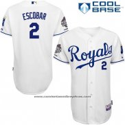 Camiseta Beisbol Hombre Kansas City Royals Alcides Escobar Blanco Cool Base Jugador Autentico