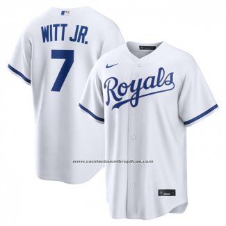 Camiseta Beisbol Hombre Kansas City Royals Bobby Witt Jr Primera Replica Blanco
