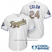 Camiseta Beisbol Hombre Kansas City Royals Campeones 24 Christian Colon Cool Base Oro
