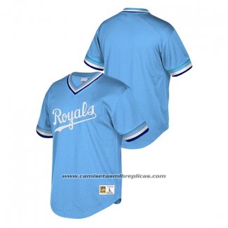 Camiseta Beisbol Hombre Kansas City Royals Cooperstown Collection Mesh Wordmark V-Neck Azul1