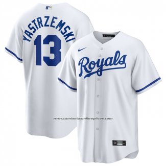 Camiseta Beisbol Hombre Kansas City Royals Mike Yastrzemski Primera Replica Blanco