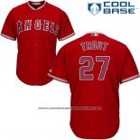 Camiseta Beisbol Hombre Los Angeles Angels 27 Mike Trout Rojo Cool Base