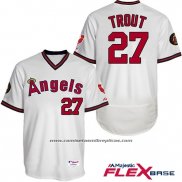 Camiseta Beisbol Hombre Los Angeles Angels Mike Trout Autentico Collection Flex Base Blanco Jugador