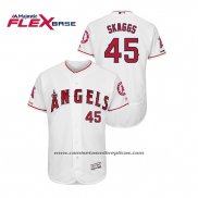 Camiseta Beisbol Hombre Los Angeles Angels Tyler Skaggs 150th Aniversario Patch Flex Base Blanco