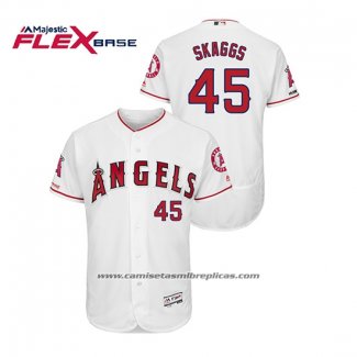 Camiseta Beisbol Hombre Los Angeles Angels Tyler Skaggs 150th Aniversario Patch Flex Base Blanco