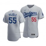Camiseta Beisbol Hombre Los Angeles Dodgers Albert Pujols Autentico Alterno Gris