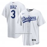 Camiseta Beisbol Hombre Los Angeles Dodgers Edwin Diaz Primera Replica Blanco