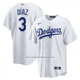 Camiseta Beisbol Hombre Los Angeles Dodgers Edwin Diaz Primera Replica Blanco