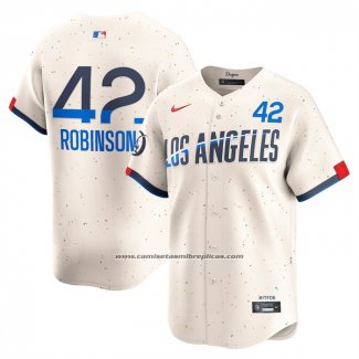 Camiseta Beisbol Hombre Los Angeles Dodgers Jackie Robinson City Connect Limited Crema