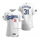Camiseta Beisbol Hombre Los Angeles Dodgers Joc Pederson Autentico 2020 Primera Blanco