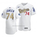 Camiseta Beisbol Hombre Los Angeles Dodgers Kenley Jansen 2021 Gold Program Patch Autentico Blanco