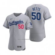 Camiseta Beisbol Hombre Los Angeles Dodgers Mookie Betts Autentico 2020 Road Gris