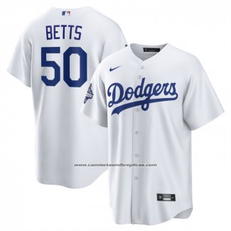 Camiseta Beisbol Hombre Los Angeles Dodgers Mookie Betts Campeones Serie Mundial 2025 Primera Replica Blanco(1)