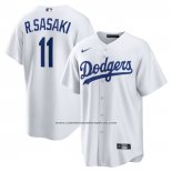 Camiseta Beisbol Hombre Los Angeles Dodgers Roki Sasaki Replica Blanco