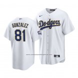 Camiseta Beisbol Hombre Los Angeles Dodgers Victor Gonzalez 2021 Gold Program Replica Blanco