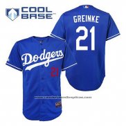 Camiseta Beisbol Hombre Los Angeles Dodgers Zack Greinke 21 Azul Cool Base