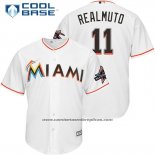 Camiseta Beisbol Hombre Miami Marlins 11 J.t. Realmuto Blanco 2017 Cool Base