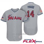 Camiseta Beisbol Hombre Miami Marlins 2017 Estrellas y Rayas Martin Prado Gris Flex Base